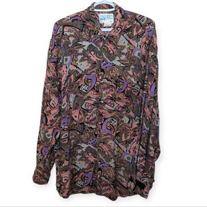 Vintage Napoleon by Natasha 80s 90s Button Down Maximalism  Print Top Woman XXL